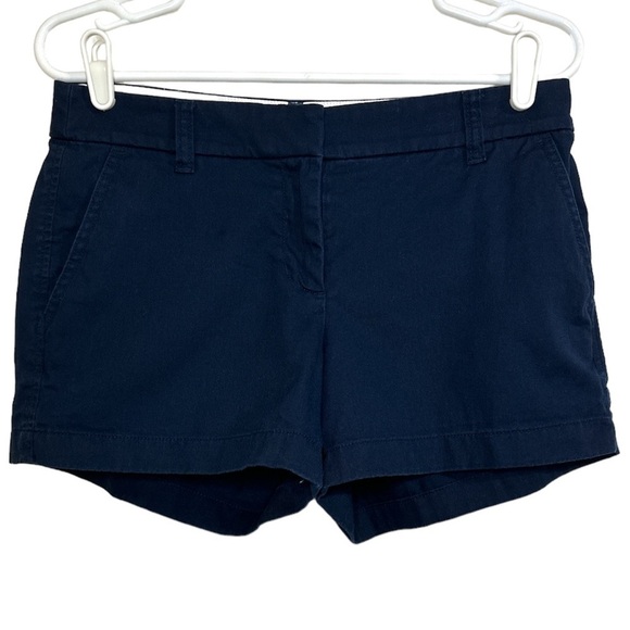 J. Crew Pants - J.Crew Mid Rise Flat Front Cotton Chino Shorts, Navy, Size 4
